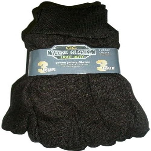 Custom LeathercraftPK2008 Brown Jersey Gloves 100% Cotton One Size 3 Pack