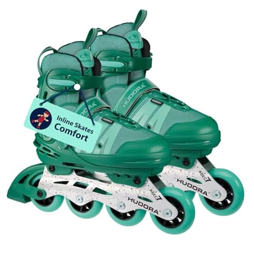 HUDORA Inline Skates Comfort Aquatic - Inliner für Kinder & Jugendliche in Größe 35-40 - Roller Skates bis zu 6 Größen in Weite & Länge verstellbar - atmungsaktive Freizeit Inline Skates
