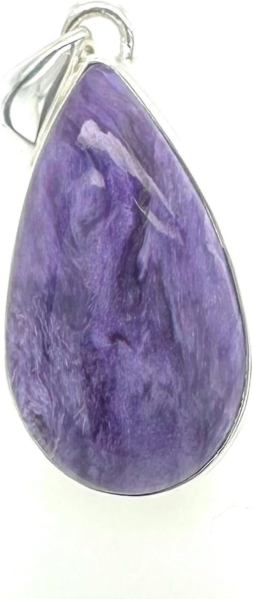 Natural Siberian Charoite 925 Solid Sterling Silver Pendant 40mm - Image 3