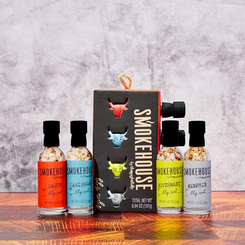 Image of Smokehouse by Thoughtfully, Smokehouse Barbecue Rubs Gift Set, Flavors Include Cajun, Caribbean, Memphis and Southwest, Set of 4