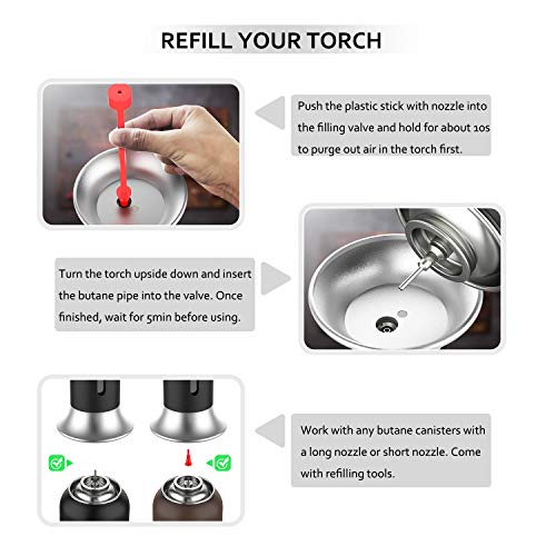 Butane Torch With Fuel Gauge & Continuous Flame Lock, Kollea Kitchen Blow Torch For Creme Brulee, Mini Torch Lighter Refillable Butane Torch For Cooking, Baking, Crafts (Butane Gas Not Included) #TOP4