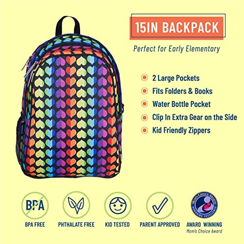 Wildkin 15 Inch Kids Backpack Bundle With Lunch Bag (Rainbow Hearts) #TOP3