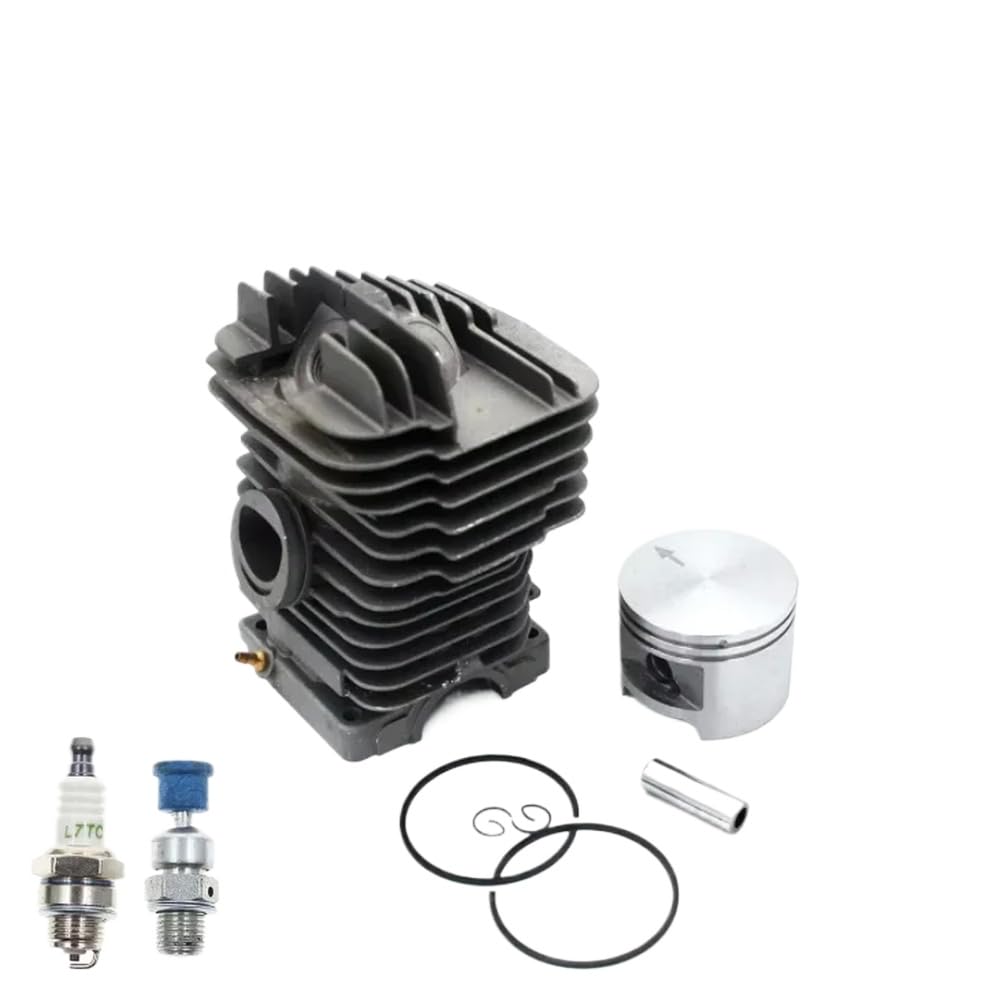Set di Candele con Anello pistone Cilindro da 49 mm Compatibile con i Modelli di Motore per Motosega MS390 039 MS290 MS310