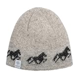 kidka Strickmütze Islandpferde Isländer Tölter Pferde Island Mütze (Beige)