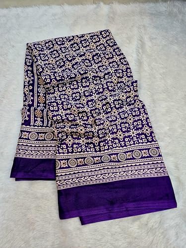 Image of SATIKA VASTRAM Modal Silk Ajrakh Saree Bandhani Design Crepe Printed Designer Pallu Attach Blouse Piece