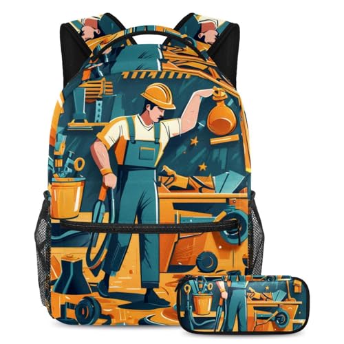 Sac à dos avec trousse à crayons multicolore pour garçons et filles pour la rentrée