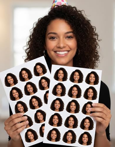 Custom Face Stickers Personalized Photo Face Stickers for Water Bottle Phone Case Laptop Waterproof Custom Vinyl Decals Made from Your Photo Durable UV Resistant 20-Sticker Set
