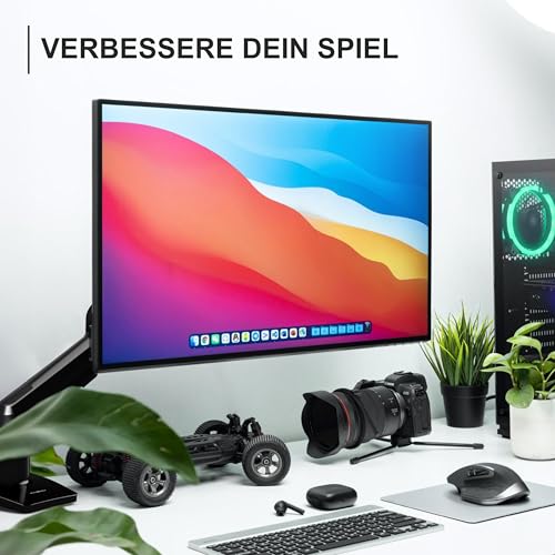 Invision Monitor Halterung für 19-32 Zoll Bildschirme - VESA 75 & 100 mm - Schreibtischklemme Ständer - Höhenverstellbar Neigungen Schwenken Dreht - Erhöhte Tragfähigkeit von 2-9 kg - MX200 Einzelarm