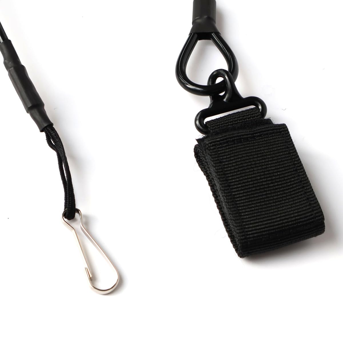 RALSPEC Tactical Coiled Pistol Lanyard Handgun Bungee Cord Retractable Elastic Spring Security Belt Clip Army Military Airsoft Keychain (Black) - Image 2