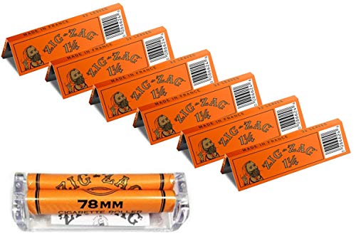Zig- Zag 78mm Roller and 6 Pack Zig-Zag French Orange 1 1/4 Rolling Papers