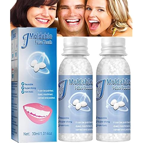 False Teeth Tooth Repair Granules, Temporary Tooth Repair Kits, DIY Moldable - Temporary Tooth Repair Beads, Tooth Bonding Kit for Fix The Missing and Broken Tooth, Instantly Confident Smile (2PC) Cover