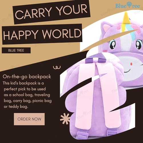 Image of blue tree Cute Kids Backpack Toddler Bag Plush Animal Cartoon Mini Travel Bag for Baby Girl Boy 1-6 Years, Ideal for Gifting for Kids