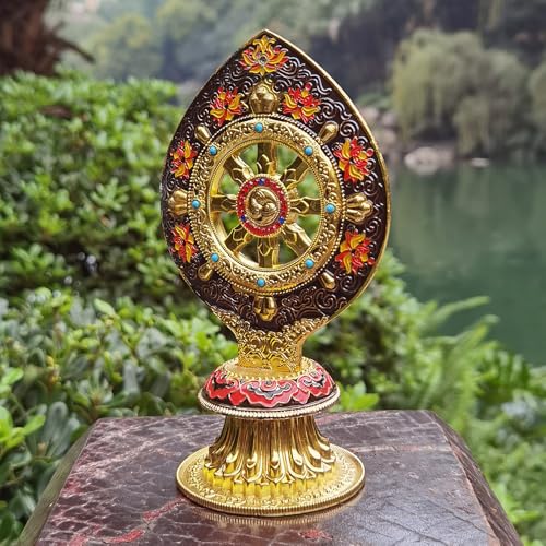 Estatua Rueda de Dharma Dorada para Decoración Zen miniatura 5