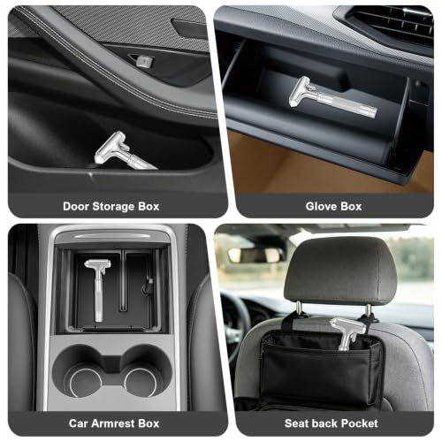 Image of Window Breaker, Car Emergency Escape Hammer with Seat Belt Cutter, Car Safety Hammer, Car Glass Breaker for Vehicle, Office, Home (Silver)