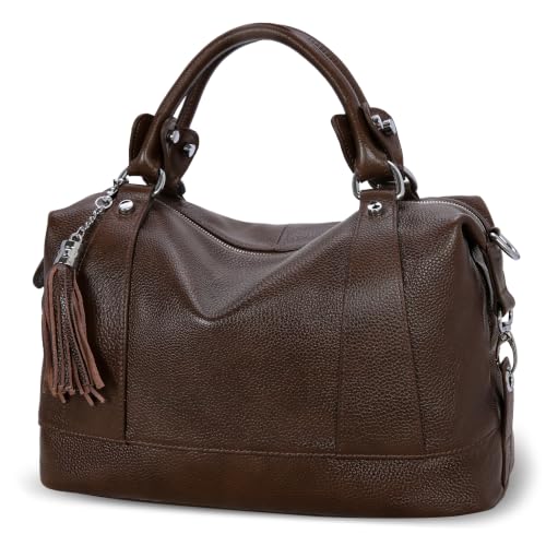 Image of HESHE Womens Genuine Leather Purse Satchel Tote Bags Ladies Real Leather Bags Crossbody Handbags