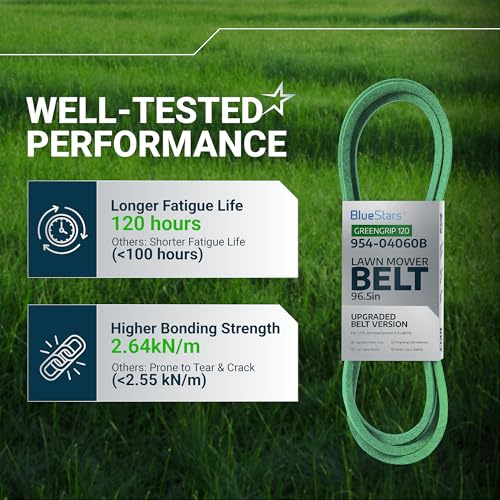 Image of [Upgraded Grip120] BlueStars 954-04060B 954-04060C Deck Belt | 96.5 inch x 1 /2 inch | Deck Belt for 42 inch Deck Cub Cadet Troy-Bilt LT1040 LT1042 954-04060 754-04060 754-04060B 754-04060C John Deere GX10851