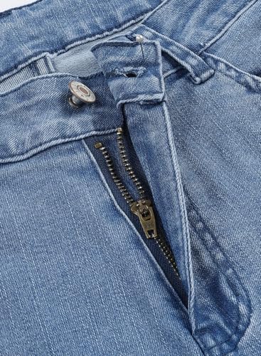 Image of Sidefeel Women's Jeans High Waisted Wide Leg Loose Fit Straight Leg Zimbaplatinum Cropped Denim Pants
