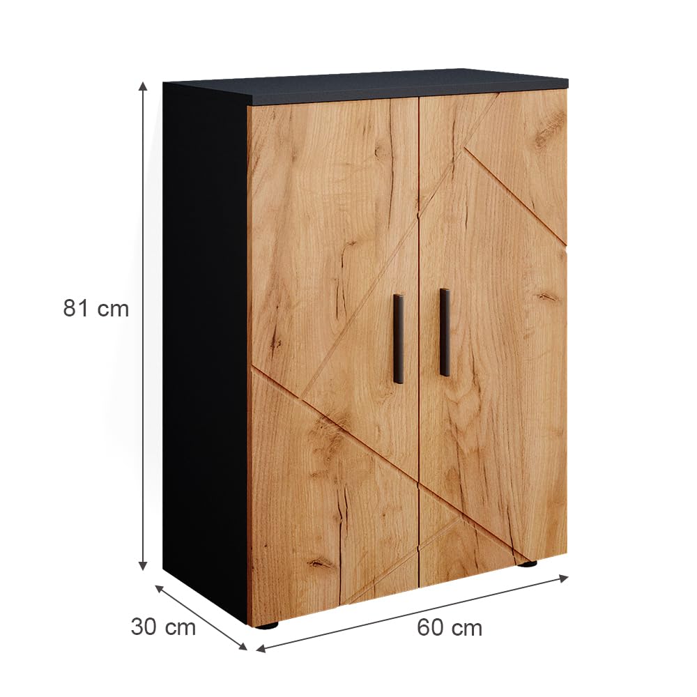 Vicco Midischrank Irma, Anthrazit/Goldkraft Eiche, 60 x 81 cm, zur Aufbewahrung im Bad und kombinierbar mit Irma-Serie