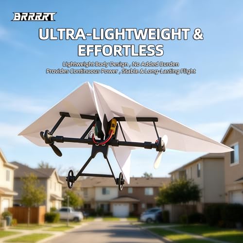 Image of BRRRRT RC Paper Airplane Kit, DIY Remote Control Airplane with Gyro Stabilizer, Dual Propellers, Lightweight Foldable Easy to Fly for Hobbyists & Beginners