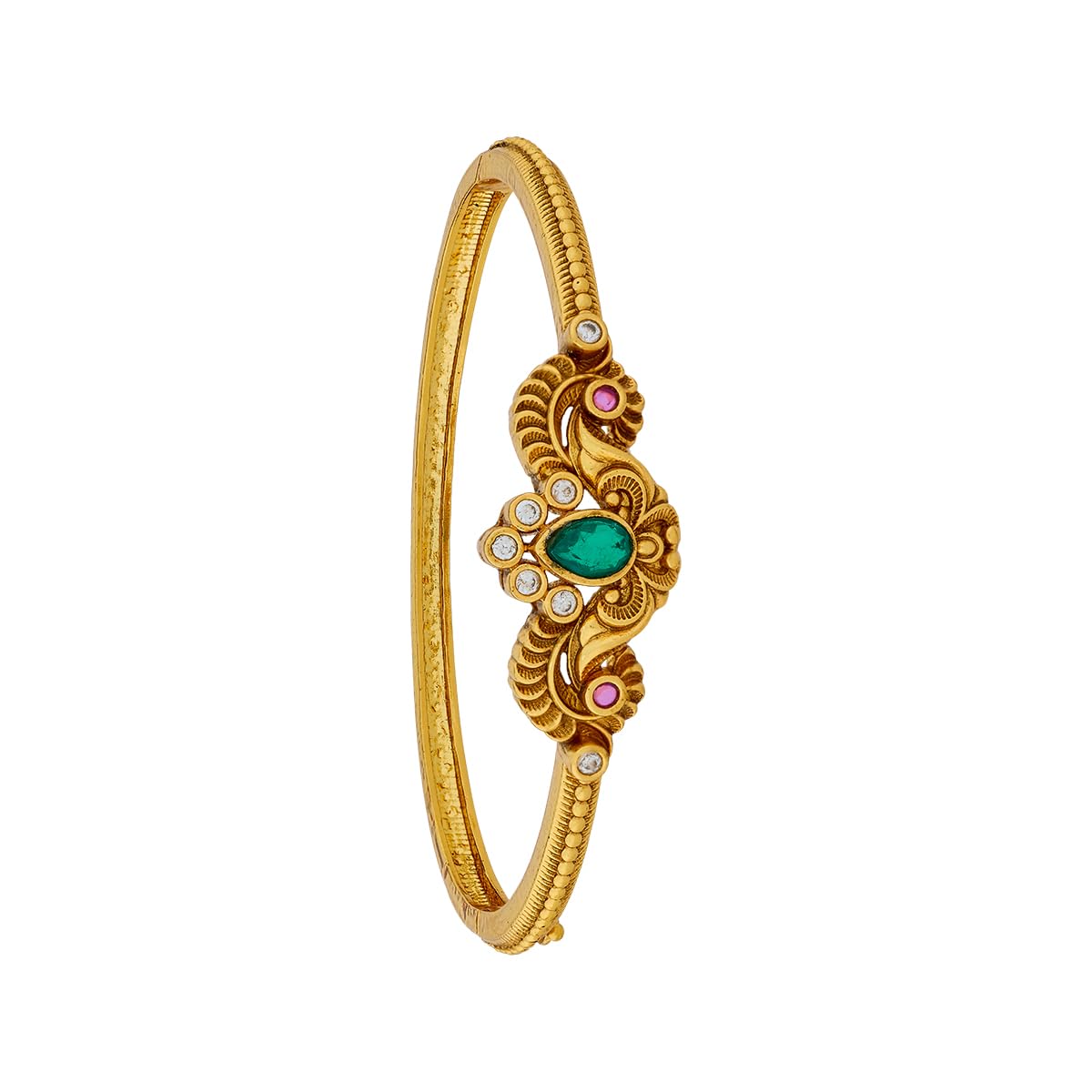 Fashion Jewellery Ruby-Green Gold Polished Copper Antique Locking System Kada, Best for Festive & Special Occasion-image-30