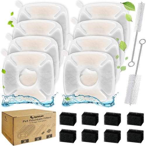 OPISICEN 18 Pcs Cat Fountain Filters Replacement Compatible with VEKEN 95oz/2.8L 67oz/2L 135oz/4L Pet Fountain