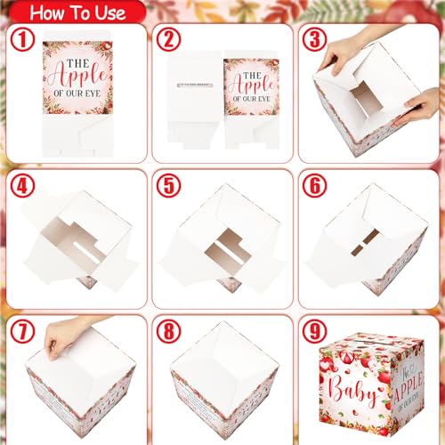 Image of Teling 51 Pieces Diaper Raffle Tickets with Card Box,Apple of Our Eye Style