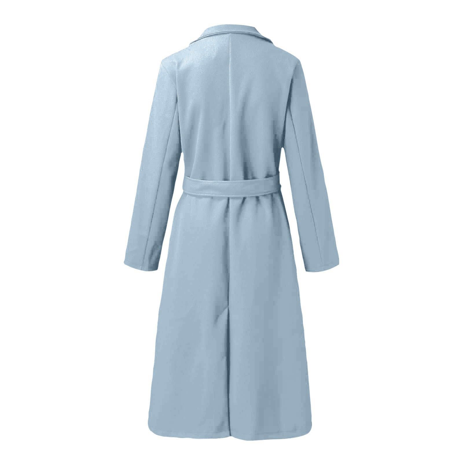 Generisch Wintermantel Damen Lang Wollmantel Elegant Wolljacke Einfarbig