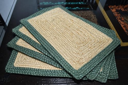 Sets de table en jute beige rectangulaires 30x45 cm de table à manger - 4