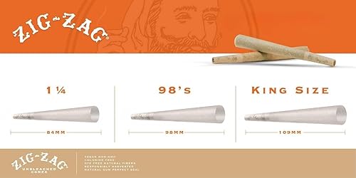 Miniatura 5 de ZIG-ZAG Conos preenrollados tamaño 70 (paquete de 800) Ultra finos  Conos preenrollados de combustión lenta de 2.756 in con puntas y tubos de