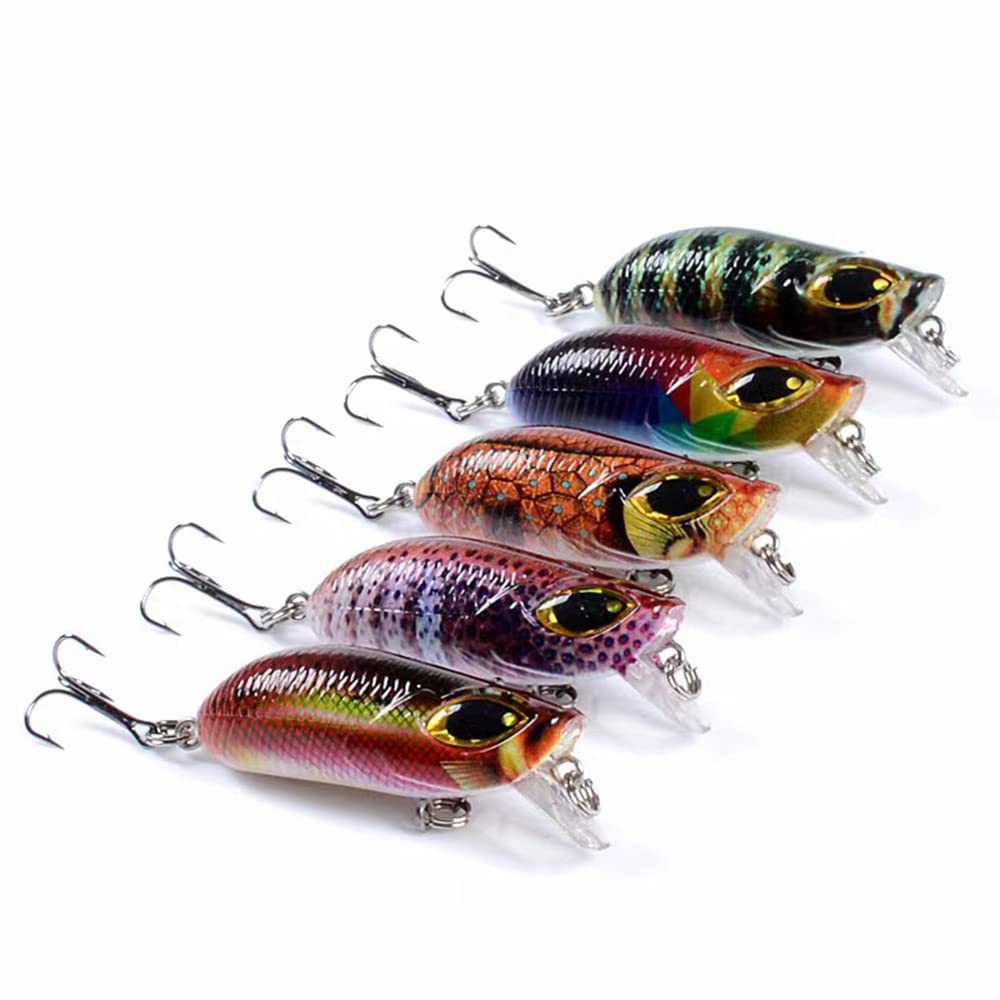 5 Pcs Topwater Lures with Minnow Crankbait Set, as Diving Lures and Hard Lures, Hard Swimbaits for  Walleye Redfish Salmon Trout Bass in Various Saltwater and Freshwater-26