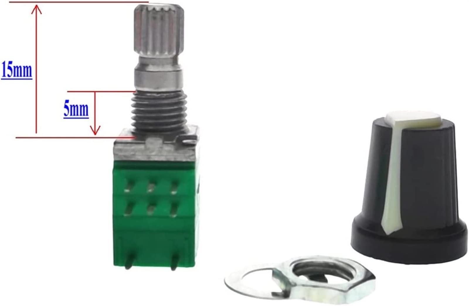 Potenciómetro 3 uds RD97 50K + potenciómetro de Volumen de Perilla B50K estéreo de Doble Sellado de Alta precisión con Interruptor 50KBX2