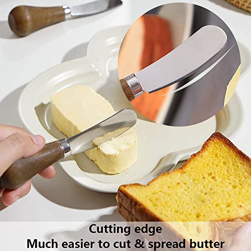 2 Pack Butter Spreader Knife Standing, Stainless Steel Cheese Spreader Knives with Wood Handle, Butter Knives with Sharp Edge for Easily Cutting & Spreading Butter & Cheese Sandwich Cream Cake - image 3