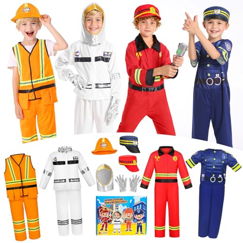 Disfraces para niños 4 sets astronauta, policía, bombero, ingeniero miniatura 1