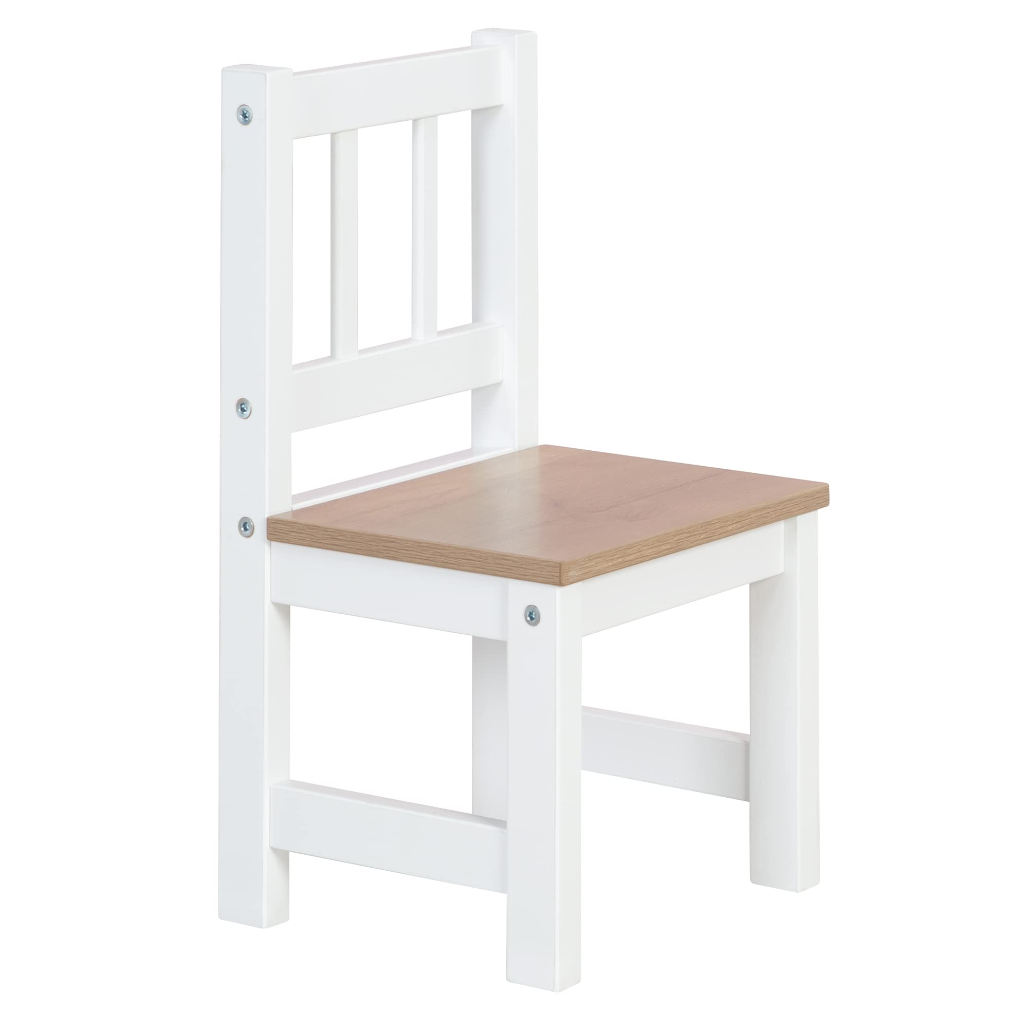 roba Ensemble Table et 2 Chaises Enfants Woody - Plateau et assises en Aspect Bois - Résistants aux Rayures - pour Filles et Garçons de 2 Ans et Plus - Blanc