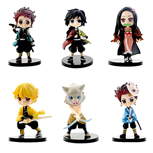 MC TTL 6 Pcs Demon Slayer Cake Topper, PVC Demon Slayer Toys Mini Figures Toy, Dessert Table Decorations for Home Office Collectible Decoration Ornaments Kids Gift.