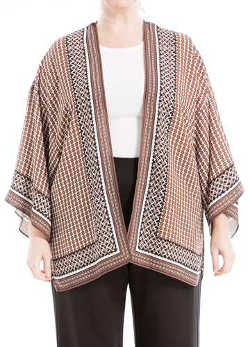 Max Studio womens Plus Size Casual Long Sleeve Poly Crepe Printed Everyday Kimono
