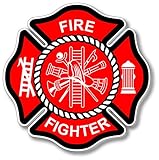 3 Pack Firefighter Badge Maltese Cross Thin Red Line Red Lives Matter for Firemen or Firewomen