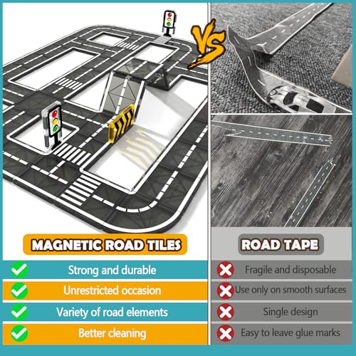 IGIVI Magnetic Tiles Road Expansion Pack for toddlers