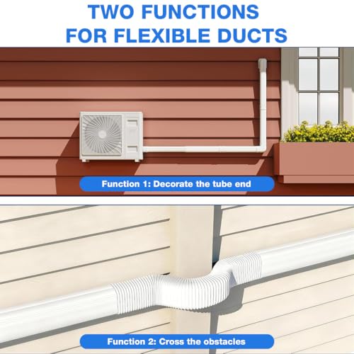 Image of HASTHIP 8Pcs Air Conditioner Pipe Concealing Set, 3'' Width, 40'' Straight Pipes and Vertical /Horizontal Elbows, Universal PVC Indoor Outdoor Pipe Cover, Decorative PVC Tubing Cover Kit