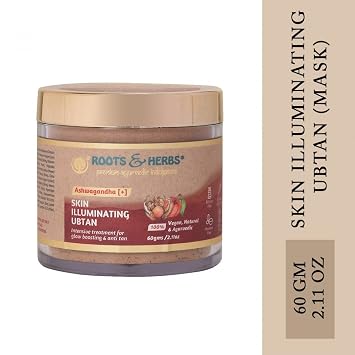 Roots & Herbs Ayurvedic Natural Treatment 100% Vegan Ashwagandha Skin Illuminating Face Ubtan - 100 gm