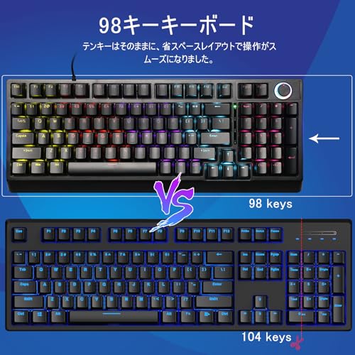 QQV ゲーミングキーボード 赤軸 98キー の商品画像 1