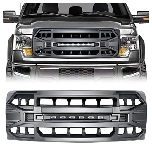 MEGAIE Front Grill Replacement for F150 2009-2014, Matte Black Front Bumper Grille w/Off-Road Lights