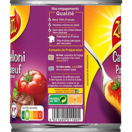 Zapetti Canelones Carne de res pura, 800 g, 4 piezas