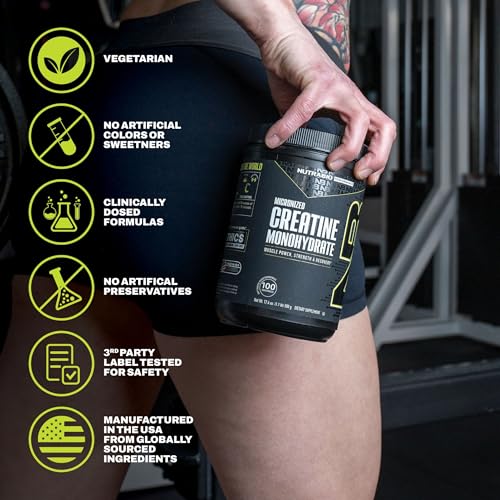 Image of NutraBio Pure Micronized Creatine Monohydrate Powder Supplement, Unflavored, (500 g) - Supports Bulk Muscle Energy, Recovery, and Strength - HPLC Tested Creatine Powder Supplement for Men and Women