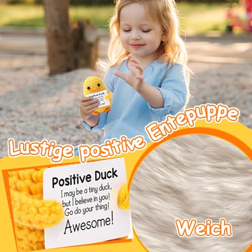 Glamifyr Pocket Hug Positive Enten Plüsch, Mut Mach Geschenk, Glücksbringer für Kinder, Ente Geschenk für Freundin, Familie, Freund, Patient