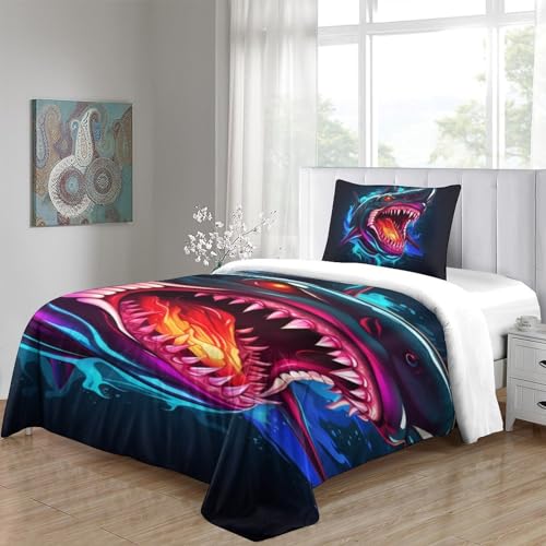 Parure de lit housse de couette requin impression 3D haute densité