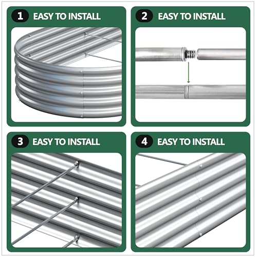 Image of Galvanized Raised Garden Bed Outdoor, 4x2x1ft(2Pack) Metal Heavy Duty Planter Boxes for Gardening, Easy Assemble Bottomless Small Oval Plant Container Kit for Vegetable, Flower, Fruit, Silver