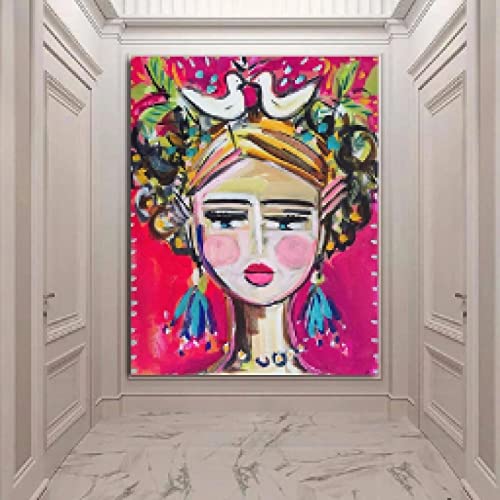 Toile femme portrait abstrait impressionniste affiche murale de chevet 70x100cm sans cadre