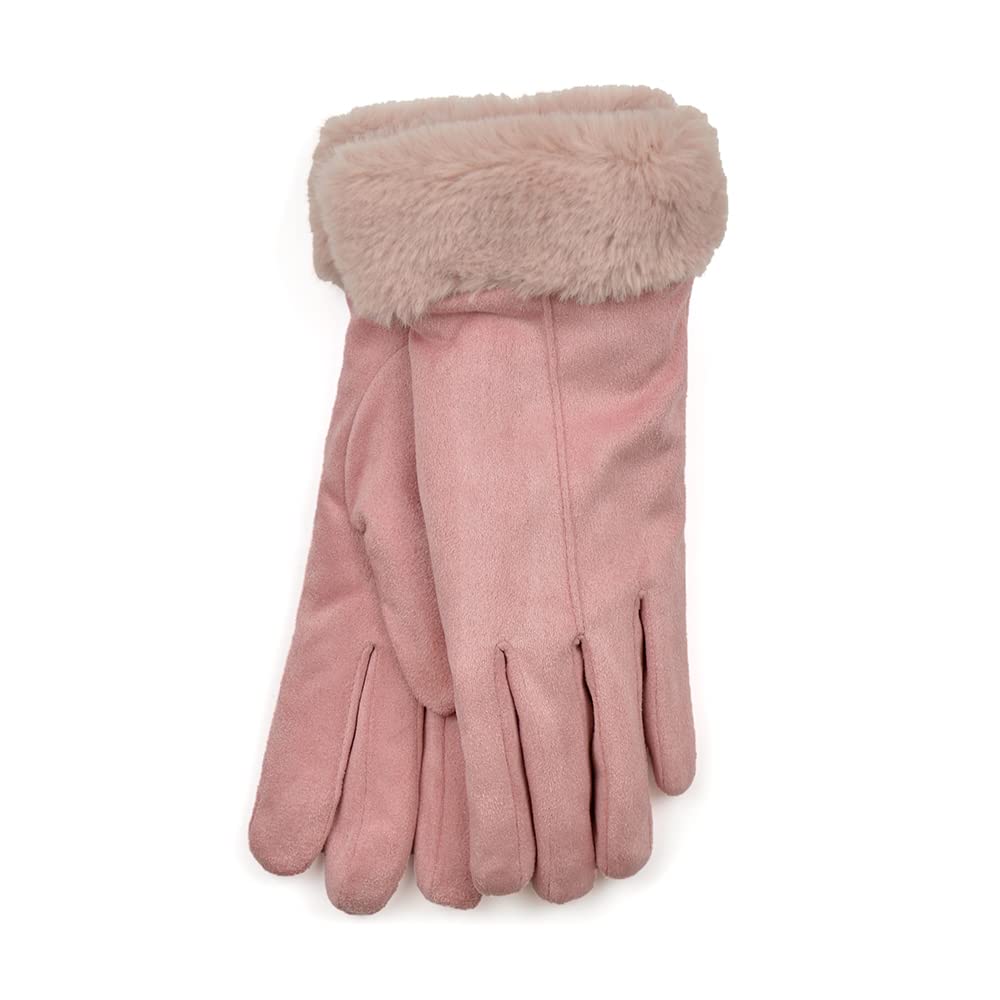 Undercover Women's Pink Fleece Lined Winter Gloves With Faux Fur M/L