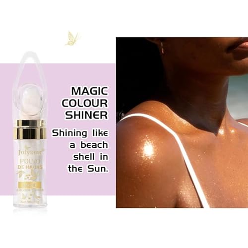 Polvo De Hadas Makeup Powder, Highlighter Powder Stick Body Shimmer Patting Powder Glitter High Gloss Sparkle Loose Brighten Face Body Lips Eyes Glow Cosmetic White Moonbeam (6 Colors Set) #TOP6